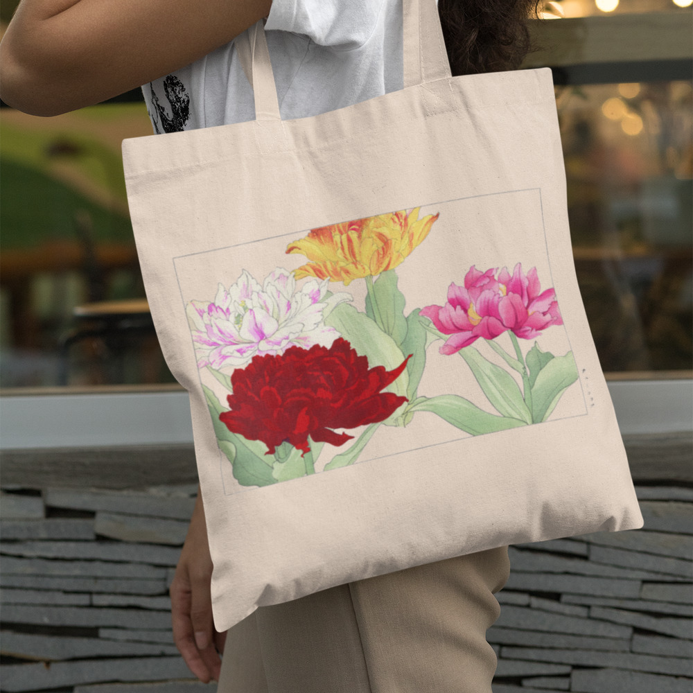 Japanese Peony Flowers Canvas Tote Bag